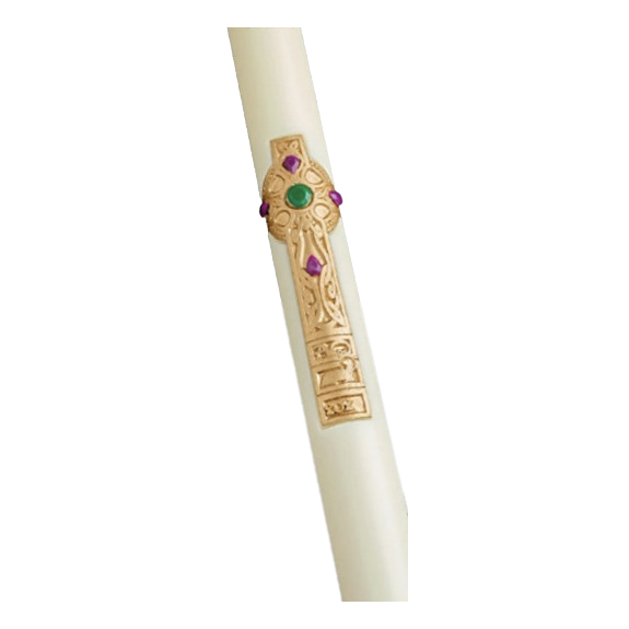 eximious® 51% Beeswax Paschal Candle Cross of Erin® by Cathedral Candle