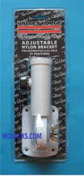 Adjustable White Nylon Flagpole Bracket, #60700