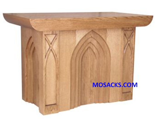 Altar - Wood Altar w/ Gothic Arches 72" wide x 38" deep x 40" high 40-636 Available in Various Wood Finishes