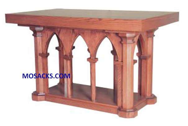 Altar - Wood Altar With Gothic Arches 72" wide x 36" deep x 39" high 40-536