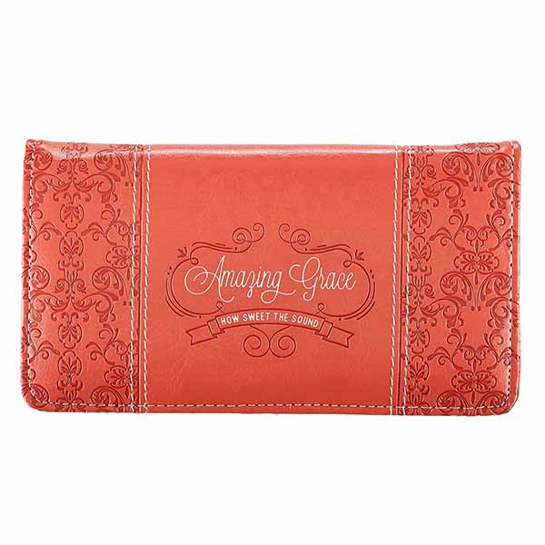Amazing Grace Coral LuxLeather Checkbook Cover