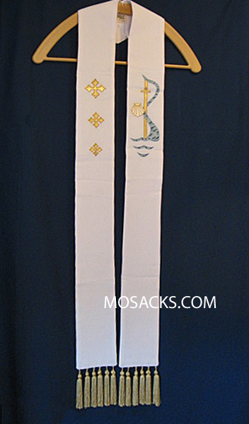 Baptism Overlay Stole in White, Theological Threads #078619A