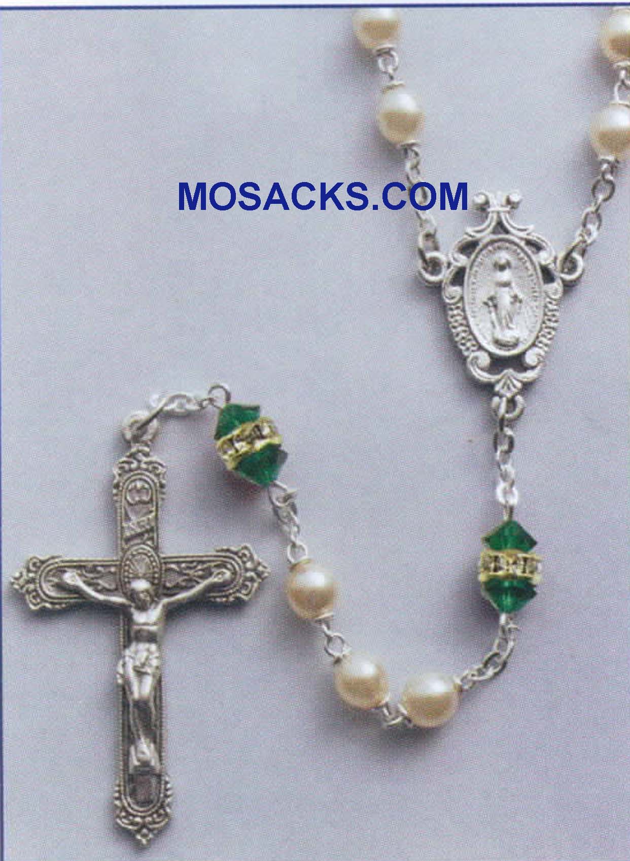 May Birthstone Rosary Emerald-41298EM 