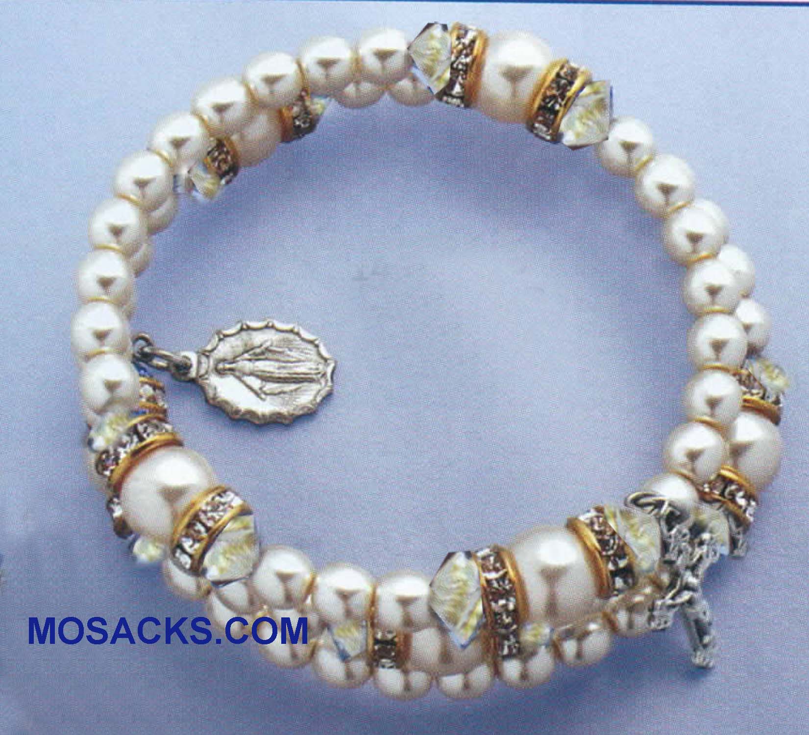 April Birthstone Rosary Bracelet Rosary Spiral Bracelet Crystal -14298CR Crystal April Birthstone Rosary Wrap Bracelet