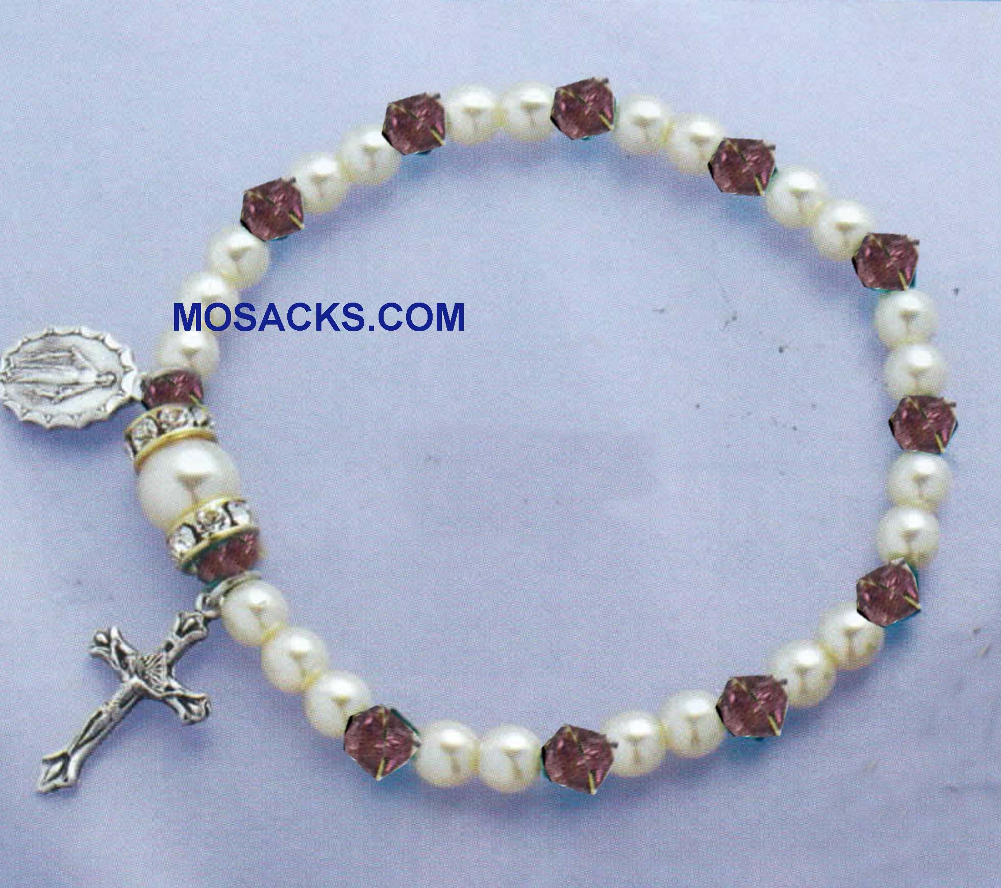 Birthstone Rosary Stretch Bracelet Amethyst