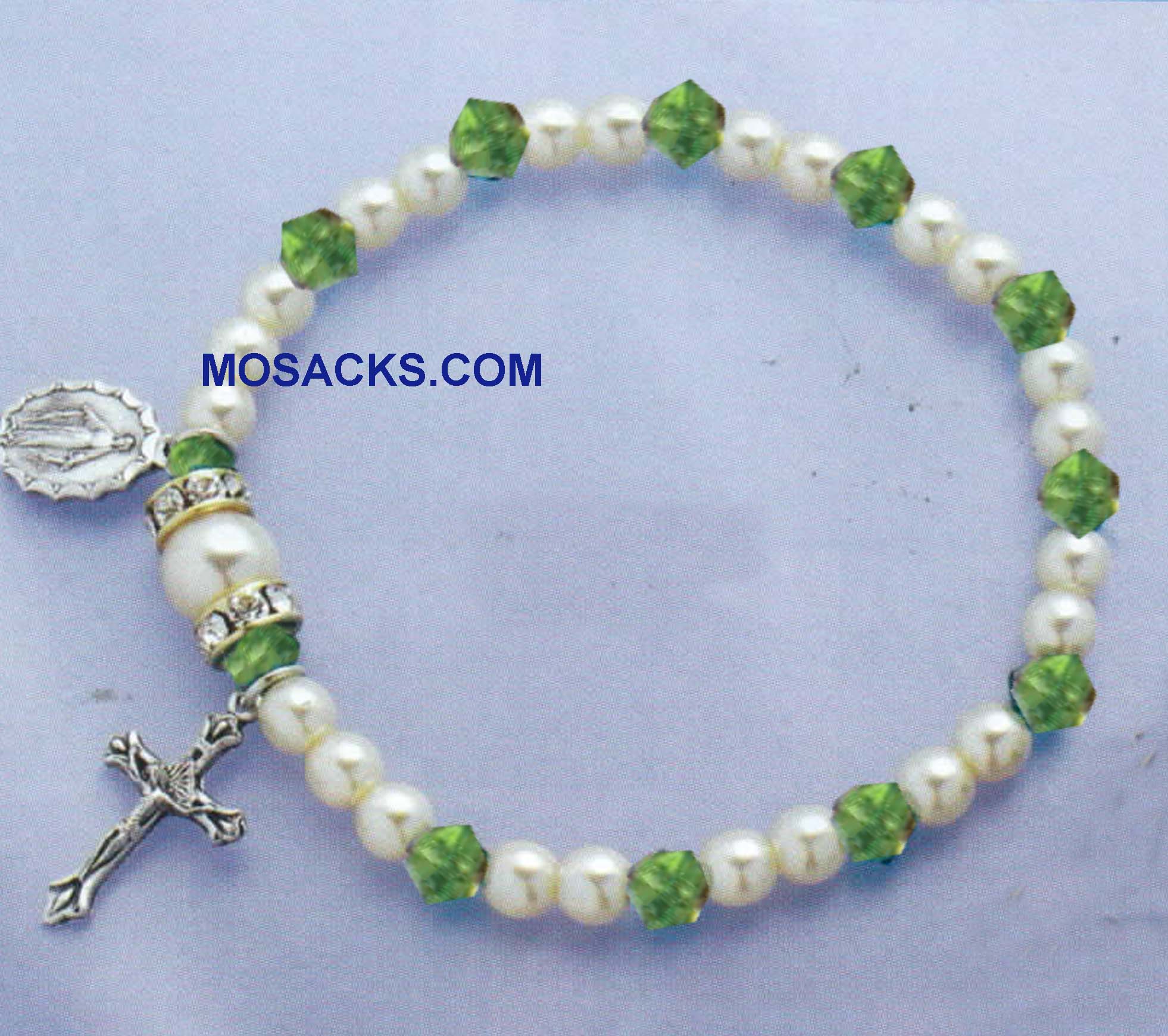 August Birthstone Rosary Stretch Bracelet Peridot – 45280PD Peridot One Decade Rosary Bracelet for August