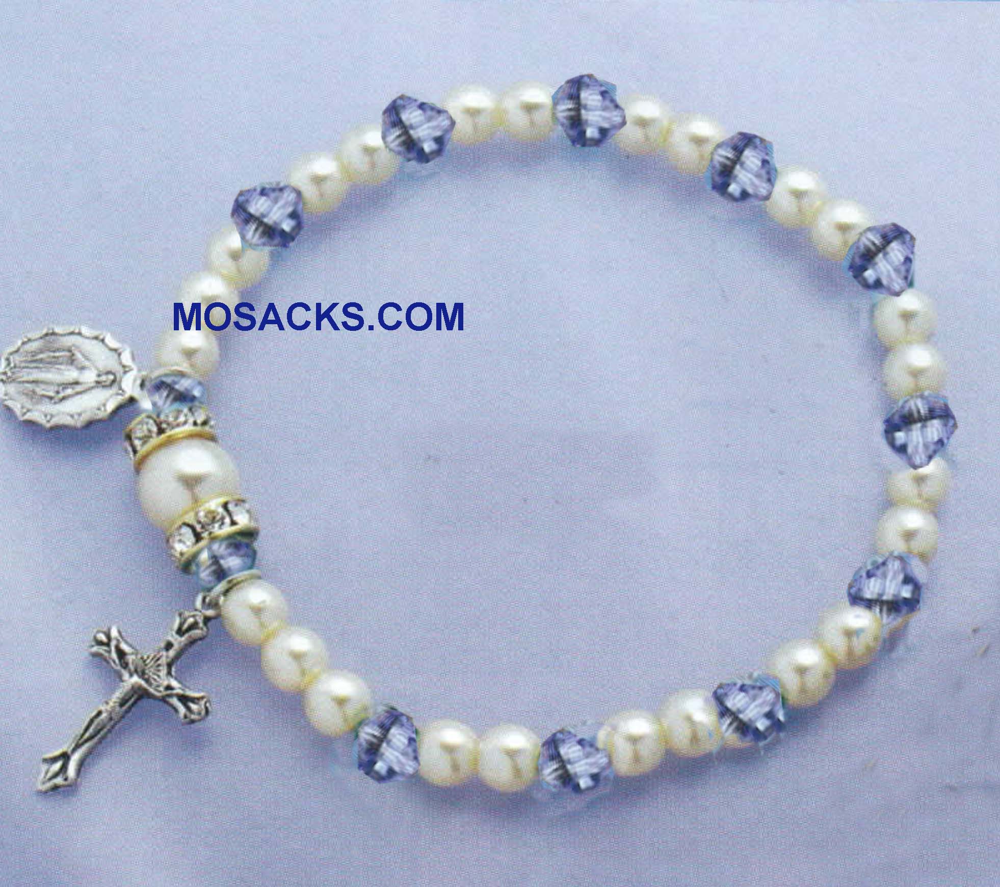 September Birthstone Rosary Stretch Bracelet Sapphire – 45280SP Sapphire One Decade Rosary Bracelet for September
