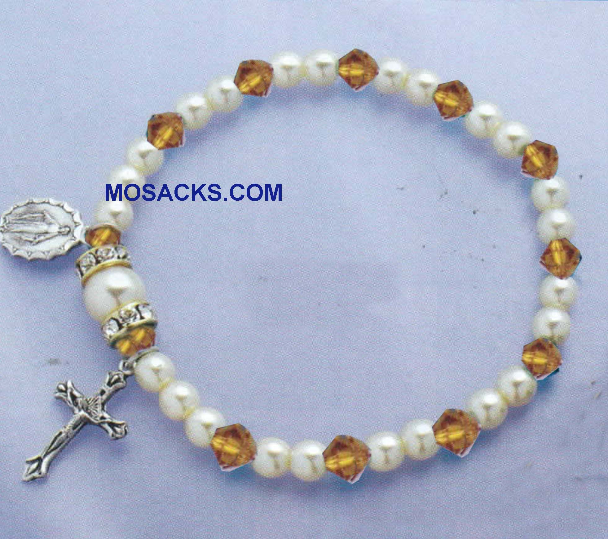 November Birthstone Rosary Stretch Bracelet Topaz– 45280TZ Topaz One Decade Rosary Bracelet for November