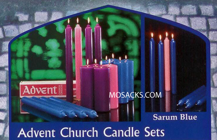 Advent Church Candle Set 51% Beeswax 1-1/2 x 16 Inch Cathedral