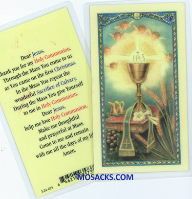 Chalice And Host Laminated Communion Holy Card 12E24-695