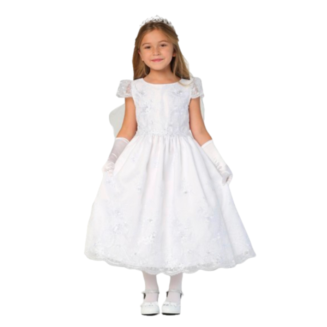 Communion Dress: Embroidered Organza & Sequins (SP171)