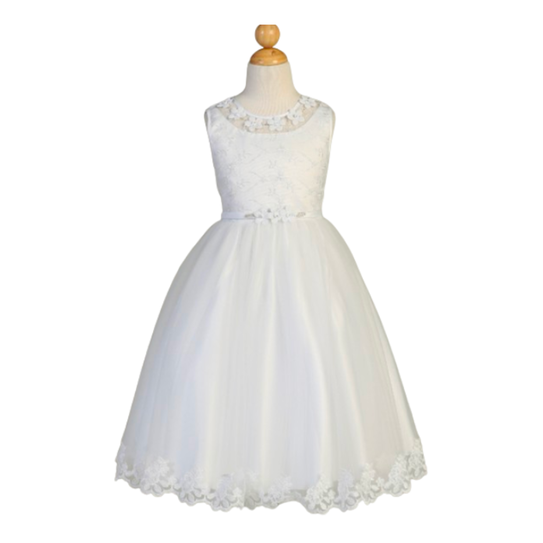 Communion Dress: Embroidered Tulle Bodice & Skirt (SP646)