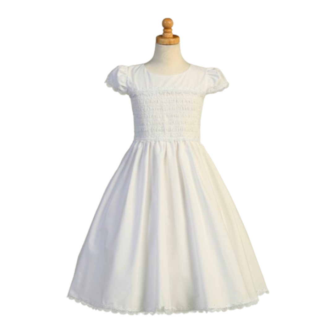 Communion Dress: Smocked Cotton Bodice & Cotton Skirt