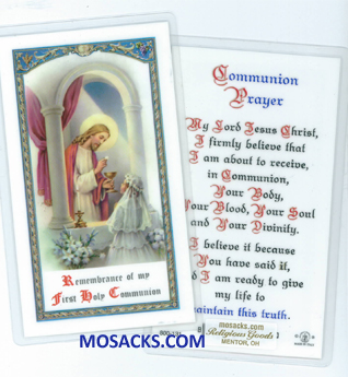Communion Prayer Girl Laminated Holy Card 12E24-673