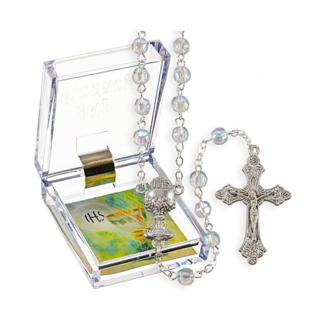 Communion Rosary 5mm Crystal Aurora Bead 12-01332CRBX