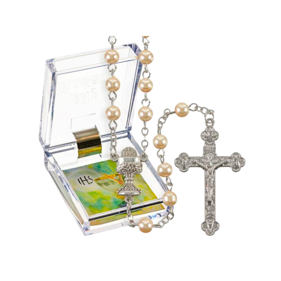 Communion Rosary 5mm Imitation Pearl Bead 12-01330SBX