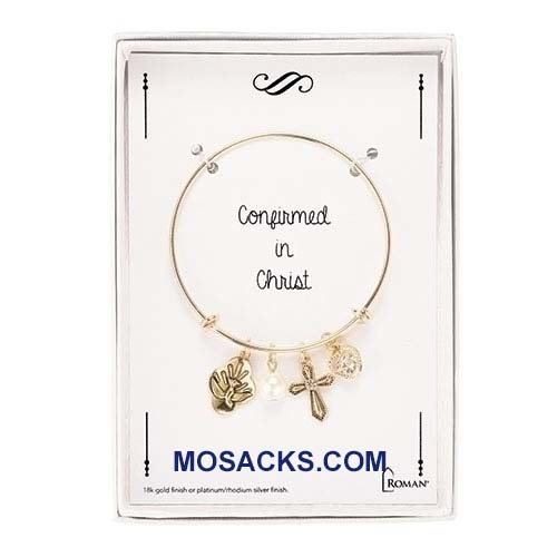 Confirmation Bangle Bracelet Dove Cross Crystal in Gold 12779 Holy Spirit Bracelet
