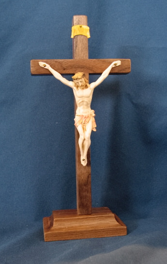 9" Walnut Standing Crucifix