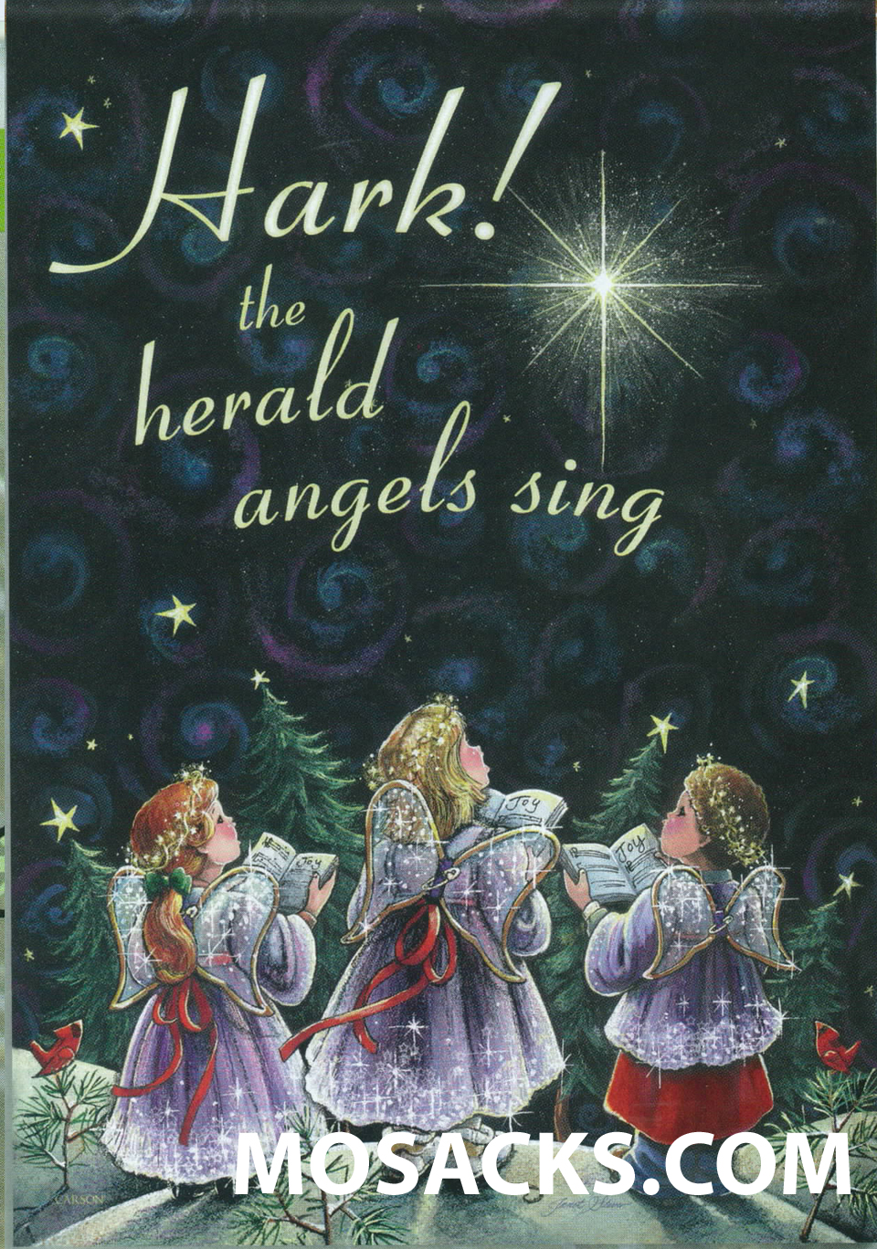 Flagtrends by Carson Christmas Flag Angel Choir 28x40 Inch Double-Sided Flag 480-47973 with the verse Hark! the herald angels sing