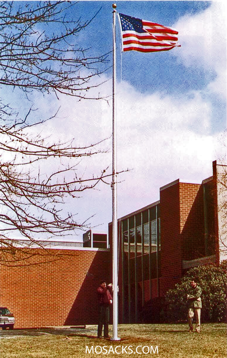 Commercial 30' Alum Satin Flagpole, Int. Cam Cleat