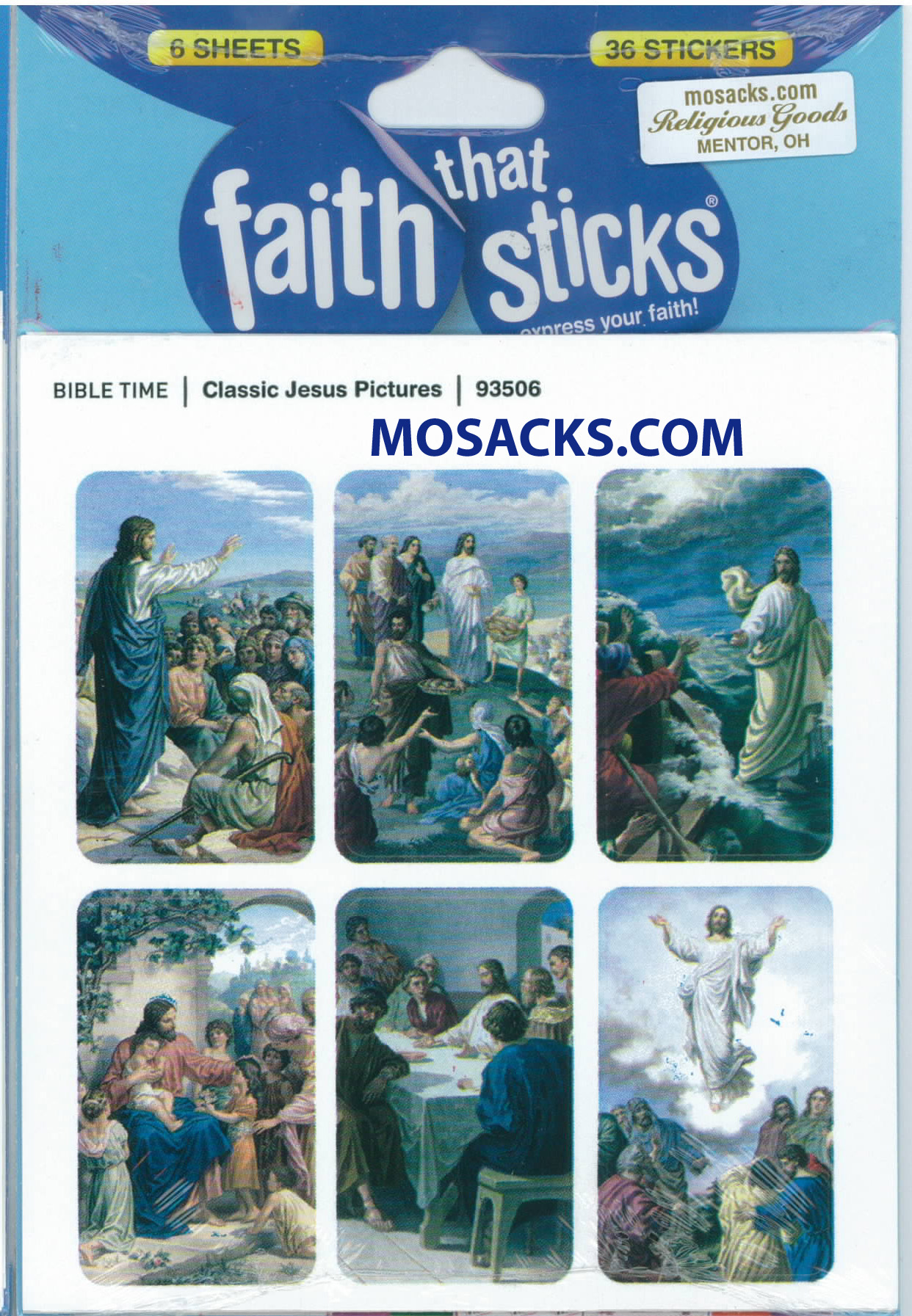 Christian Stickers & Catholic Stickers Faith That Sticks Classic Jesus Pictures 87-93506 includes 6 Jesus sticker sheets