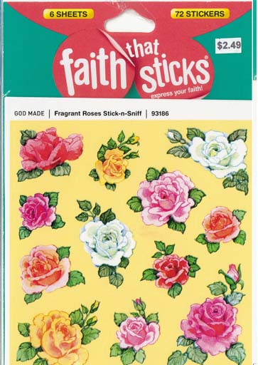 Faith That Sticks Fragrant Roses Stick-N-Sniff-93186 includes 6 sticker sheets