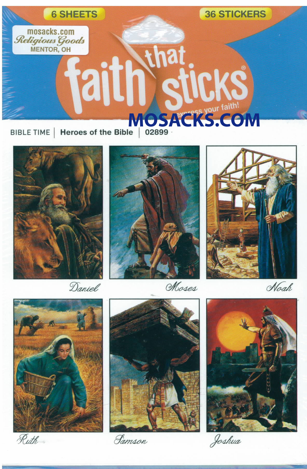Christian Stickers & Catholic Stickers Faith That Sticks Heroes Of The Bible 87-02899 includes 6 Heroes of the Bible sticker sheets