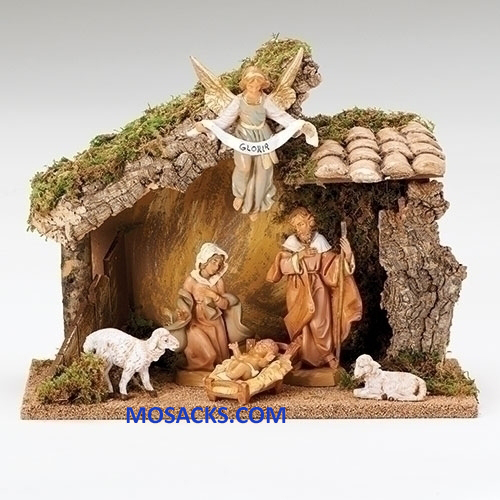 Fontanini 5 Inch 6 Piece Nativity Set with Italian Stable-54425