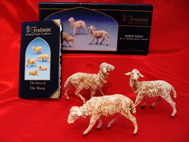 Fontanini 7.5 Inch White Sheep 3 Pc Set 52899