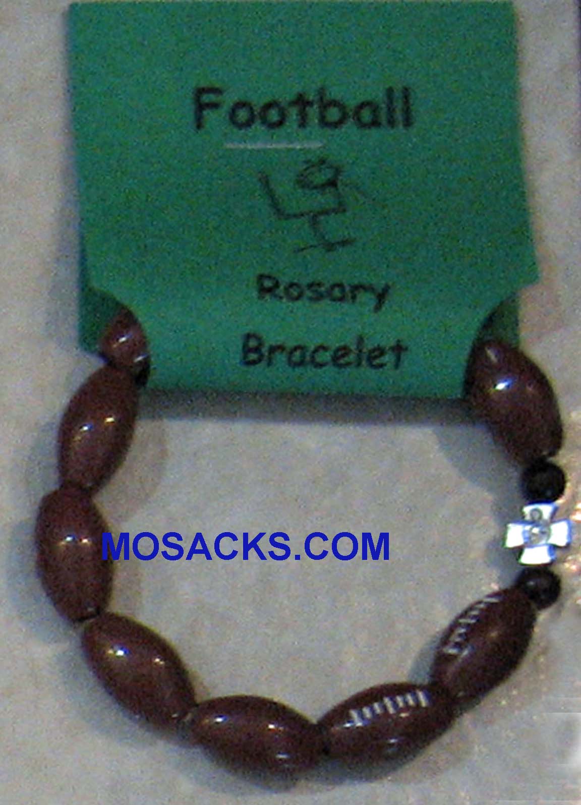 Sports Bracelet Football Rosary Stretch Bracelet 2-1/4" Diameter SBRF