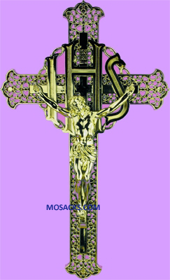 Gold I.H.S. 8" Filigree Plastic Crucifix 185-1650G