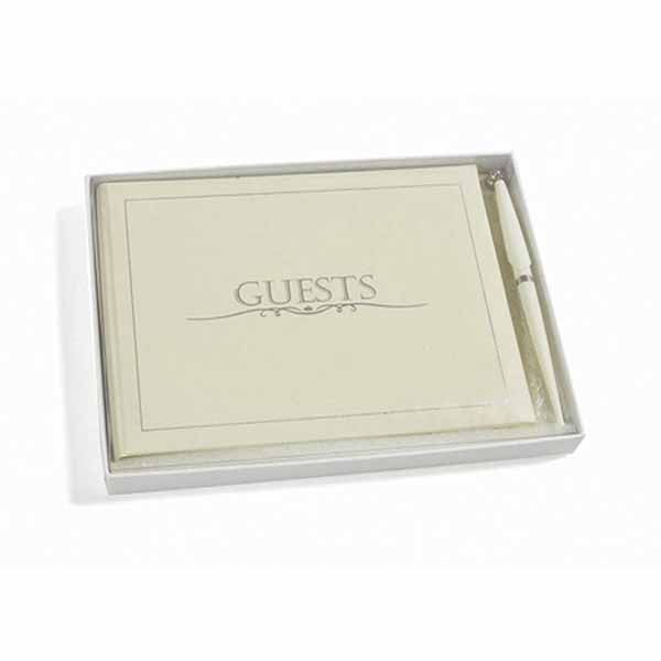 Guest Book With Pen Cream-GUEST-C, Ivory Guest Book With Pen