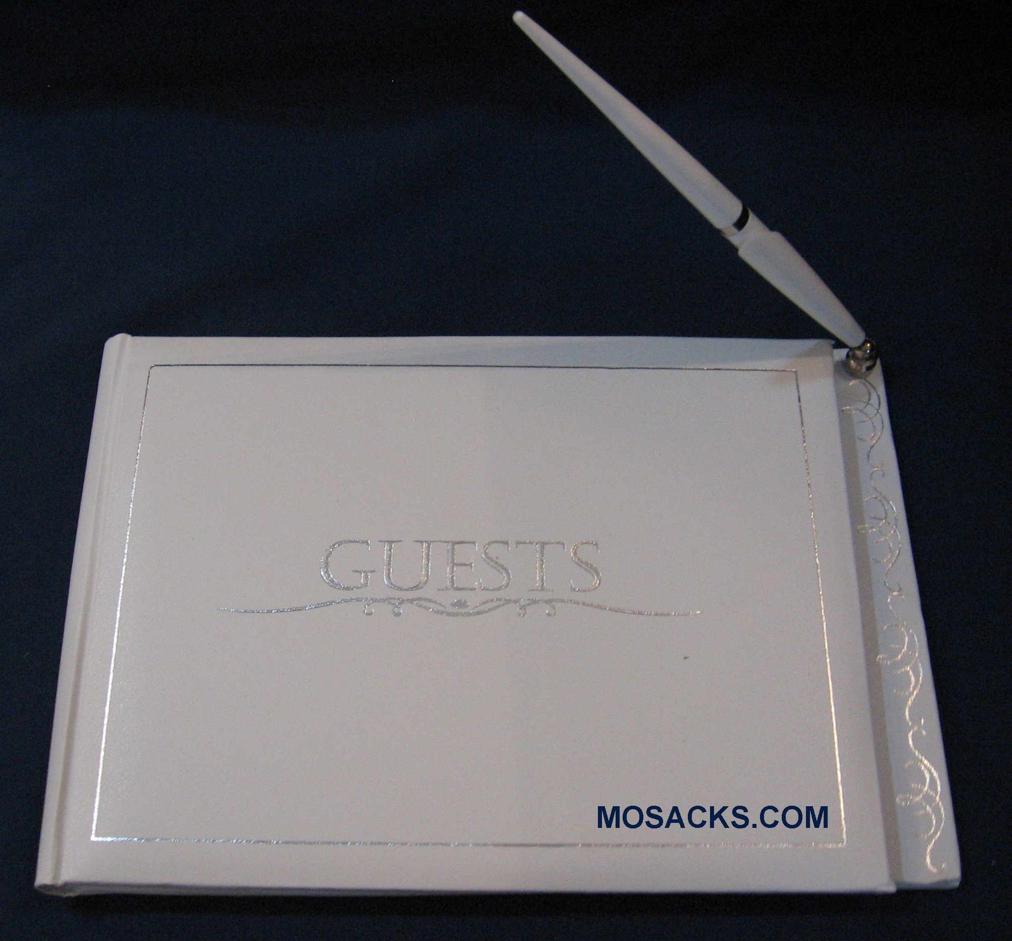 Guest Book With Pen White-GUEST-W, White Guest Book with Pen