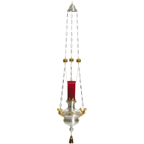 K Brand Hanging Sanctuary Lamp Antique Silver and  Gold Plated 67 Inch-K297