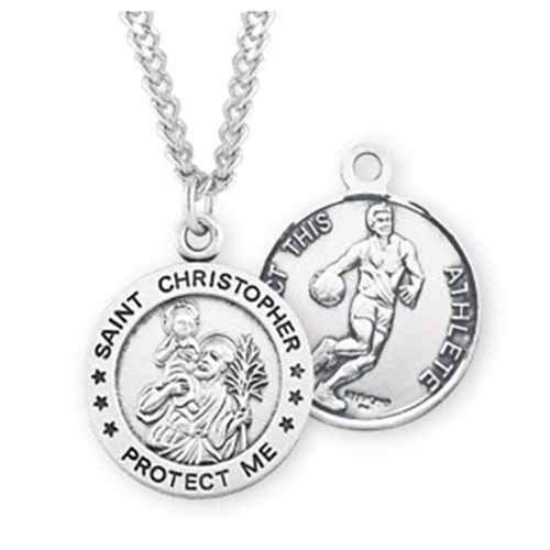 St. Christopher Sports Medal Basketball in Sterling Silver, S901424