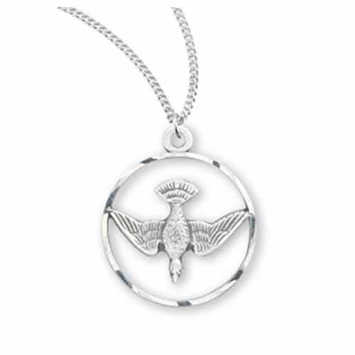 Holy Spirit Dove Open Circle Sterling Silver, 3/4", S153218
