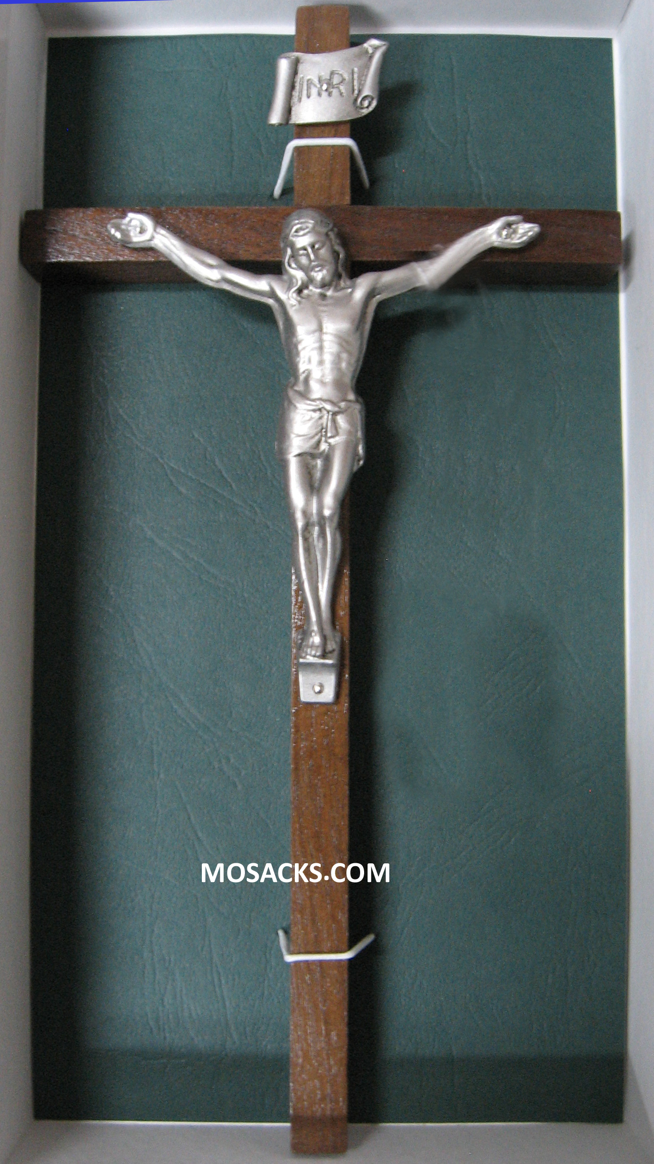 10" Walnut Crucifix with Antique Pewter Corpus - JC1852E is a wall crucifix