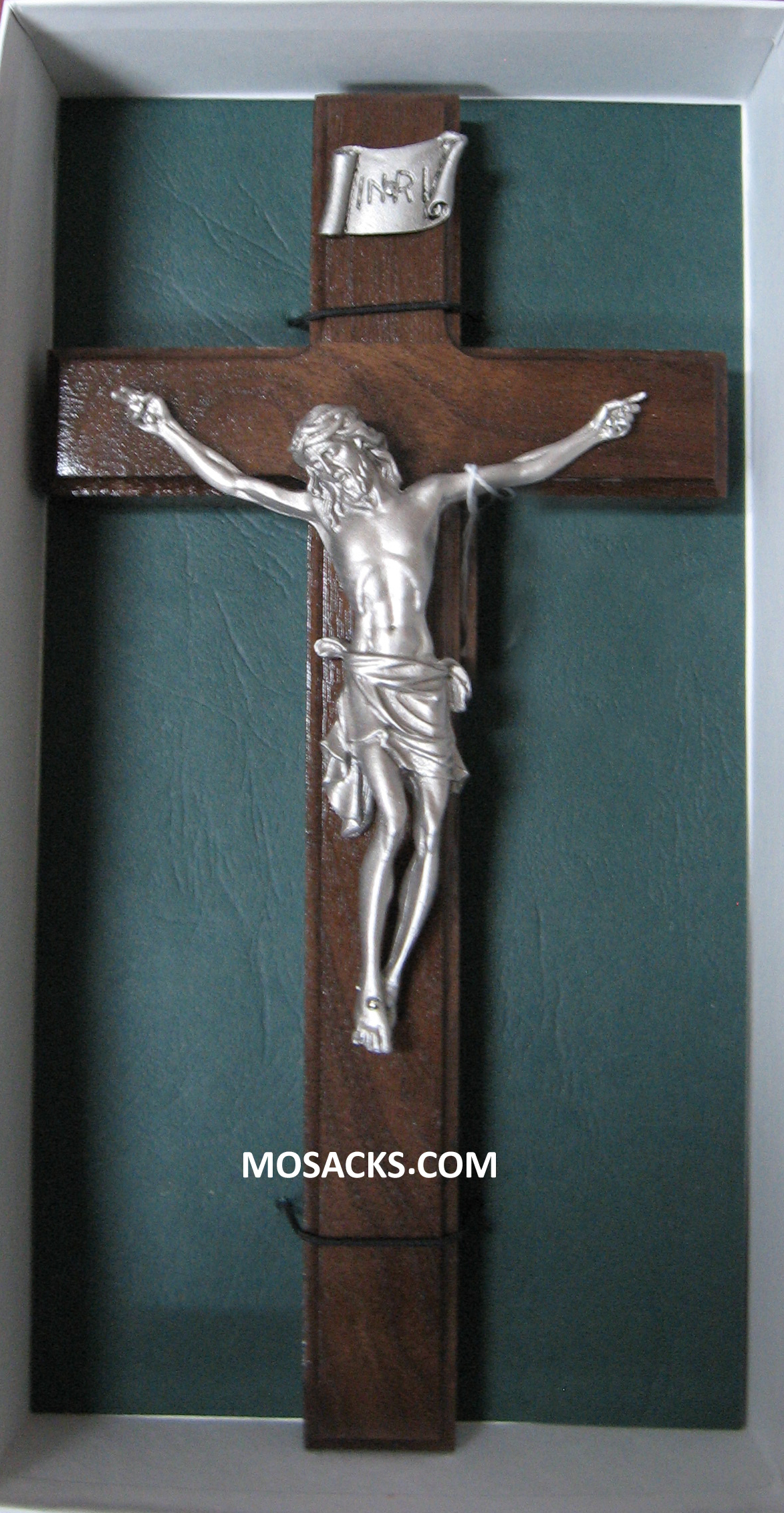10" Walnut Crucifix with Pewter Corpus -JC8014E is a wall crucifix.
