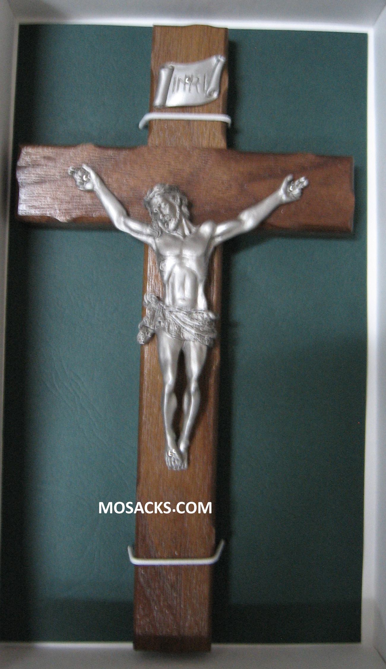 Crucifix 8" Notched Edge Walnut with Antique Pewter Corpus-JC7071E