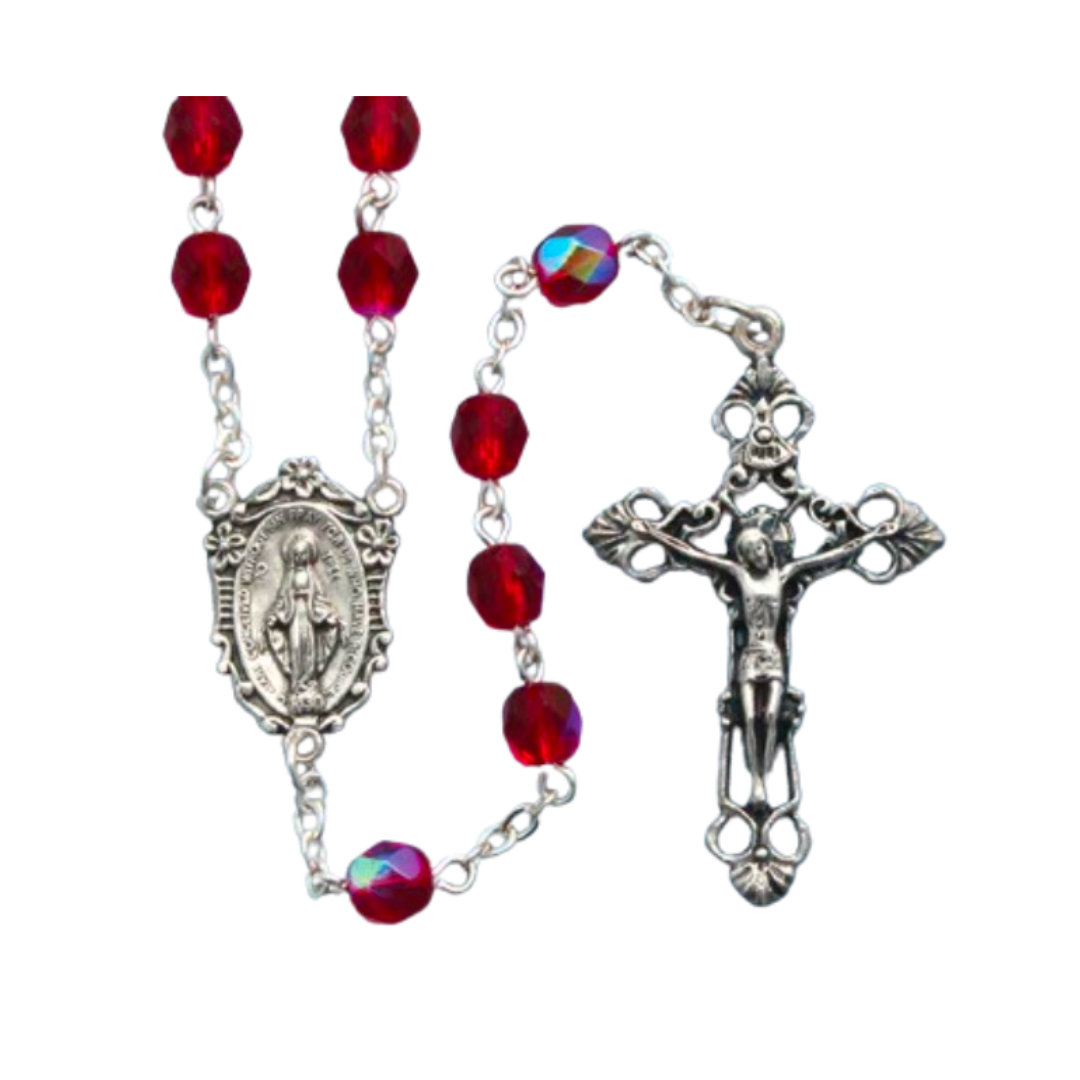 January Garnet Aurora Borealis Birthstone Rosary