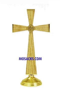 K751 Oak & Brass Altar Cross
