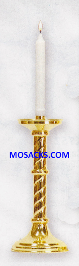 K Brand Ecclesiastical Brass Altar Candlestick is 12" high with 5" base and 7/8" Candle Socket 14-K1130  FREE SHIPPING