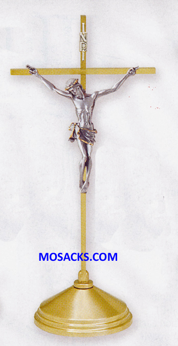 K Brand Brass Altar Crucifix is 15" high with a 5" base  14-K525-AC  FREE SHIPPING