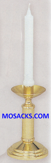 K Brand Solid Brass Candlestick 6.5" high with 4" base and 7/8" socket 14-K250  FREE SHIPPING
