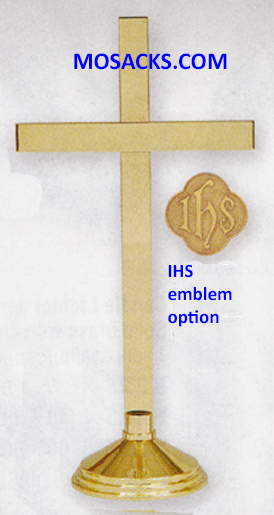 KBrand Ecclesiastical Brass Highly Polished Cross 24" high 7" base 14-K481 With or without IHS Emblem  FREE SHIPPING