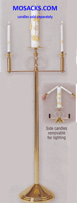 KBrand Ecclesiastical Solid Brass Highly Polished Floor Wedding Candelabra is 50" high x 22" wide 14-K476   FREE SHIPPING
