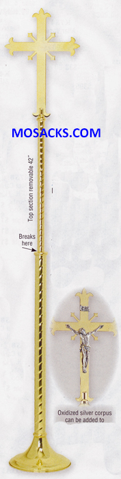 KBrand Ecclesiastical Brass Processional Cross 80" high 10.5" base 14-K1137