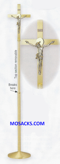 K Brand Brass Processional Crucifix 78" high 12" base 14-K730 Crucifix or IHS emblem  ?FREE SHIPPING