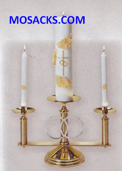 KBrand Ecclesiastical Brass Highly Polished Wedding Candelabra is 10-3/4" high x 18" wide with a 7" base 14-K475  FREE SHIPPING