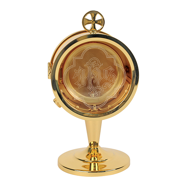 K Brand 24kt Gold Plated IHS Chapel Monstrance 7-1/2" High  K440  FREE SHIPPING